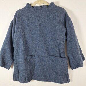 Blue Sweater Women100% Wool With Pockets size medium